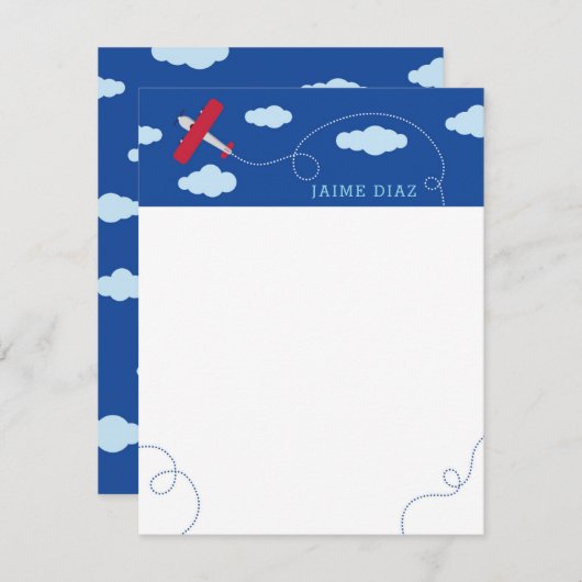 Carte De Correspondance Papeterie du garçon d'avion (Devant / Derrière)