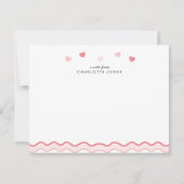 Carte De Correspondance Papeterie enfantine coeurs motif ondulé rose migno (Devant)