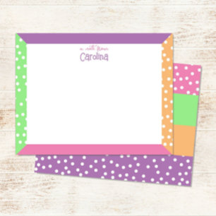 Carte De Correspondance Papeterie Féminine Cadre Pastel & Petits Points Mi