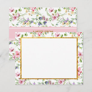 Carte De Correspondance Papeterie Fleur de Champ à l'aquarelle pastel avec