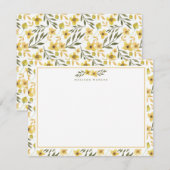 Carte De Correspondance Papeterie Fleurs Jaunes Printemps (Devant / Derrière)