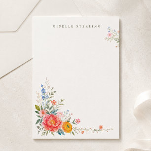 Carte De Correspondance Papeterie florale colorée personnalisée