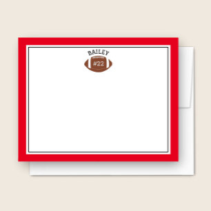 Carte De Correspondance Papeterie Football Nom & Numéro Vert Rouge