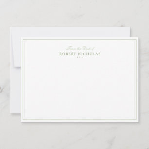 Carte De Correspondance Papeterie formelle vert sauge écriture deux bordur