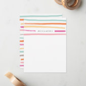 Carte De Correspondance Papeterie Fruit Stripes - Mandarine (Devant/Arrière en situation)