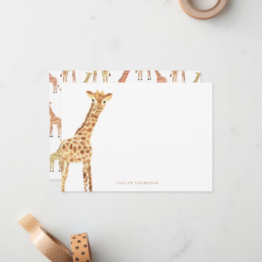 Carte De Correspondance Papeterie Giraffe (Devant/Arrière en situation)