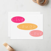 Carte De Correspondance Papeterie Live Laugh Love (Devant/Arrière en situation)