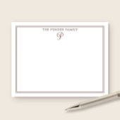 Carte De Correspondance Papeterie Marron Monogramme Initial de la Famille 