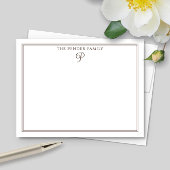 Carte De Correspondance Papeterie Marron Monogramme Initial de la Famille 