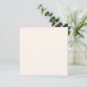 Carte De Correspondance Papeterie minimaliste avec nom et bordure rose ten