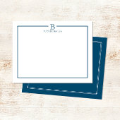 Carte De Correspondance Papeterie Moderne avec Bordure Initiale Bleu Marin