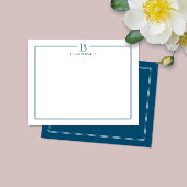 Carte De Correspondance Papeterie Moderne avec Bordure Initiale Bleu Marin