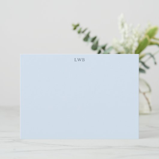Carte De Correspondance Papeterie moderne bleu clair aux initiales monogra (Debout devant)