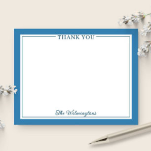 Carte De Correspondance Papeterie Moderne Bleu Patine Remerciements Famill