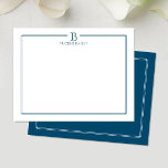 Carte De Correspondance Papeterie moderne de bordure bleu foncé initiale<br><div class="desc">Ce design présente une double bordure fine avec un espace pour un monogramme et un nom/texte en haut. Cliquez sur le bouton personnaliser si vous souhaitez ajuster les éléments de design et/ou modifier davantage le texte ! Des variations de ce design, des couleurs supplémentaires, ainsi que des produits coordonnés sont...</div>