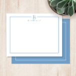 Carte De Correspondance Papeterie moderne de la station de bordure bleu cl<br><div class="desc">Ce design présente une double bordure fine avec un espace pour un monogramme et un nom/texte en haut. Cliquez sur le bouton personnaliser si vous souhaitez ajuster les éléments de design et/ou modifier davantage le texte ! Des variations de ce design, des couleurs supplémentaires, ainsi que des produits coordonnés sont...</div>