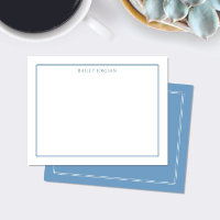 Papeterie moderne double bordure bleu clair