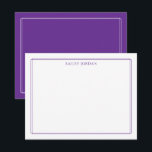 Carte De Correspondance Papeterie moderne double bordure violette<br><div class="desc">Ce design présente une double bordure fine avec un espace pour un nom/texte en haut. Cliquez sur le bouton personnaliser si vous souhaitez ajuster les éléments de design et/ou modifier davantage le texte ! Des variations de ce design, des couleurs supplémentaires, ainsi que des produits coordonnés sont disponibles dans notre...</div>