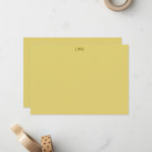Carte De Correspondance Papeterie moderne jaune avec initiales monogrammée (Devant/Arrière en situation)