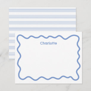 Carte De Correspondance Papeterie moderne pour enfants à bordure bleue ond