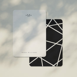 Carte De Correspondance Papeterie Monogramme à Lignes Géométriques Moderne