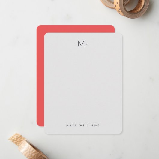 Carte De Correspondance Papeterie Monogramme Moderne Et Design (Devant/Arrière en situation)