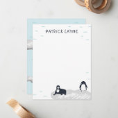 Carte De Correspondance Papeterie ours polaire (Devant/Arrière en situation)