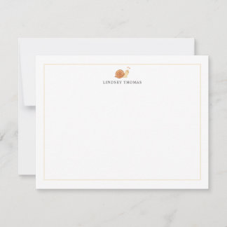 Carte De Correspondance Papeterie personnalisée à bordure beige escargot