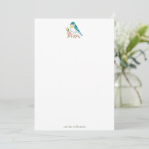 Carte De Correspondance Papeterie personnalisée à motif floral et oiseau b