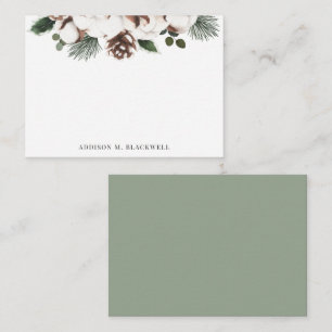 Carte De Correspondance Papeterie personnalisée aquarelle de verdure hiver