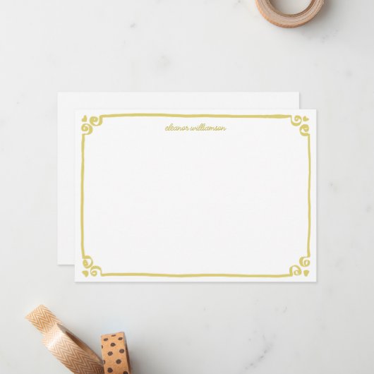 Carte De Correspondance Papeterie personnalisée avec bordure gribouillée f (Devant/Arrière en situation)