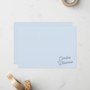 Carte De Correspondance Papeterie personnalisée avec écriture bleue minima