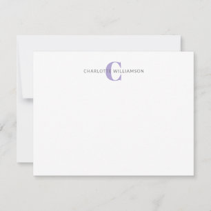 Carte De Correspondance Papeterie personnalisée avec monogramme lavande
