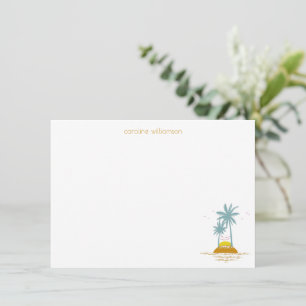 Carte De Correspondance Papeterie personnalisée avec nom Plage Palmier Mig
