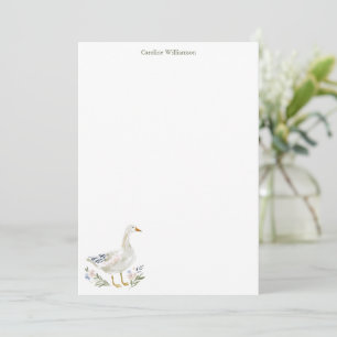 Carte De Correspondance Papeterie personnalisée avec oie à l'aquarelle bot