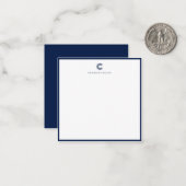 Carte De Correspondance Papeterie personnalisée avec une bordure bleu mari (Devant/Arrière en situation)