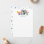 Carte De Correspondance Papeterie personnalisée Cactus Aquarelle (Devant/Arrière en situation)