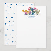 Carte De Correspondance Papeterie personnalisée Cactus Aquarelle (Devant / Derrière)