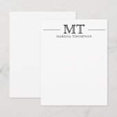 Carte De Correspondance Papeterie personnalisée Chic Monogramme (Devant / Derrière)