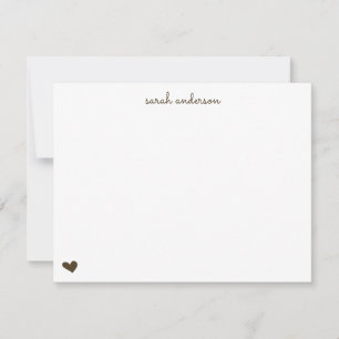 Carte De Correspondance Papeterie personnalisée cœur doodle marron