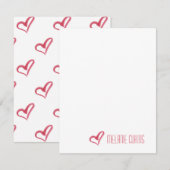 Carte De Correspondance Papeterie personnalisée Coeur peint (Devant / Derrière)