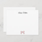 Carte De Correspondance Papeterie personnalisée Coquette Ruban Rose (Devant / Derrière)