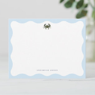 Carte De Correspondance Papeterie personnalisée crabe bleu côtier