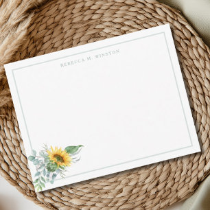 Carte De Correspondance Papeterie personnalisée Élegante Sunflower Greener