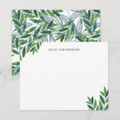 Carte De Correspondance Papeterie personnalisée Feuille verte (Devant / Derrière)