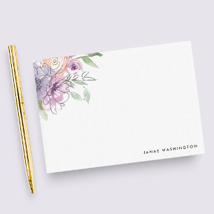 Carte De Correspondance Papeterie personnalisée florale violette moderne