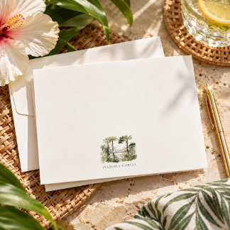 Carte De Correspondance Papeterie personnalisée Jungle tropicale aquarelle