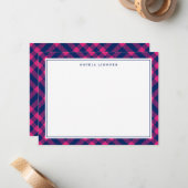 Carte De Correspondance Papeterie personnalisée Pink & Navy (Devant/Arrière en situation)