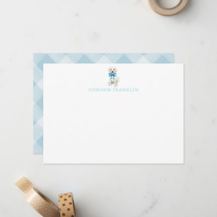 Carte De Correspondance Papeterie personnalisée pour bébé garçon à carreau