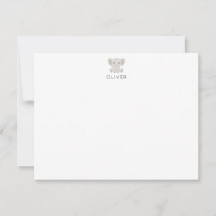 Carte De Correspondance Papeterie personnalisée pour enfants Éléphant Plat
